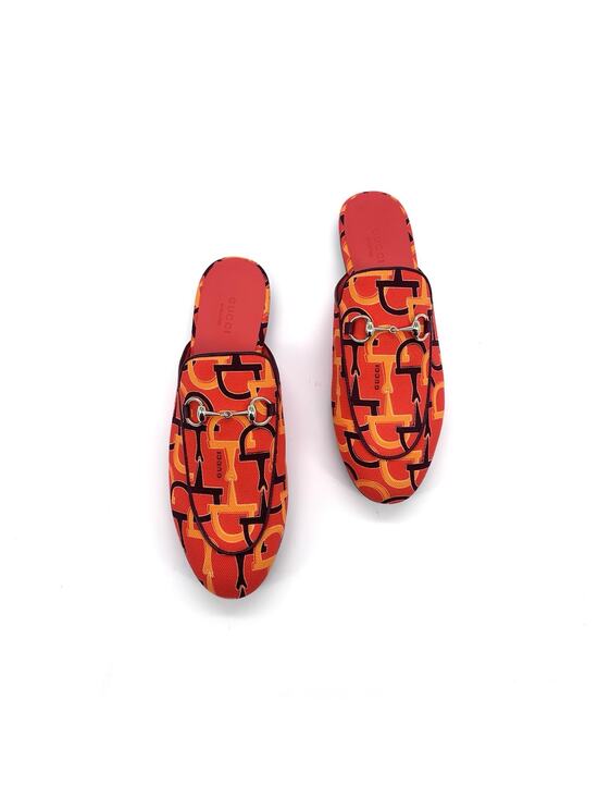 Gucci Shoes - NIB Gucci Princetown Mules EU 38.5 US 8.5 Horsebit Print Orange Multi $990